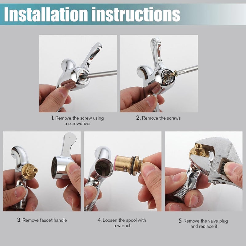 Acetap Brass Ceramic Disc Cartridge Quarter Turn 1/2 Inch, Hot and Cold Bathroom Kitchen Faucet Valve, Spindle For Water Faucet (Pack of 4 Piece) - Image 4