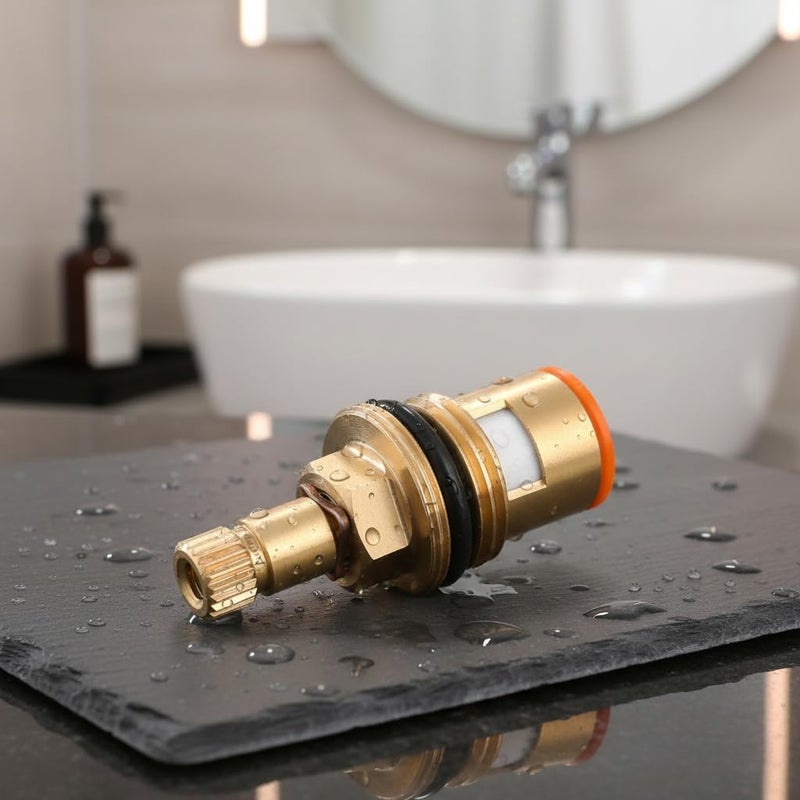 Acetap Brass Ceramic Disc Cartridge Quarter Turn 1/2 Inch, Hot and Cold Bathroom Kitchen Faucet Valve, Spindle For Water Faucet (Pack of 4 Piece) - Image 2