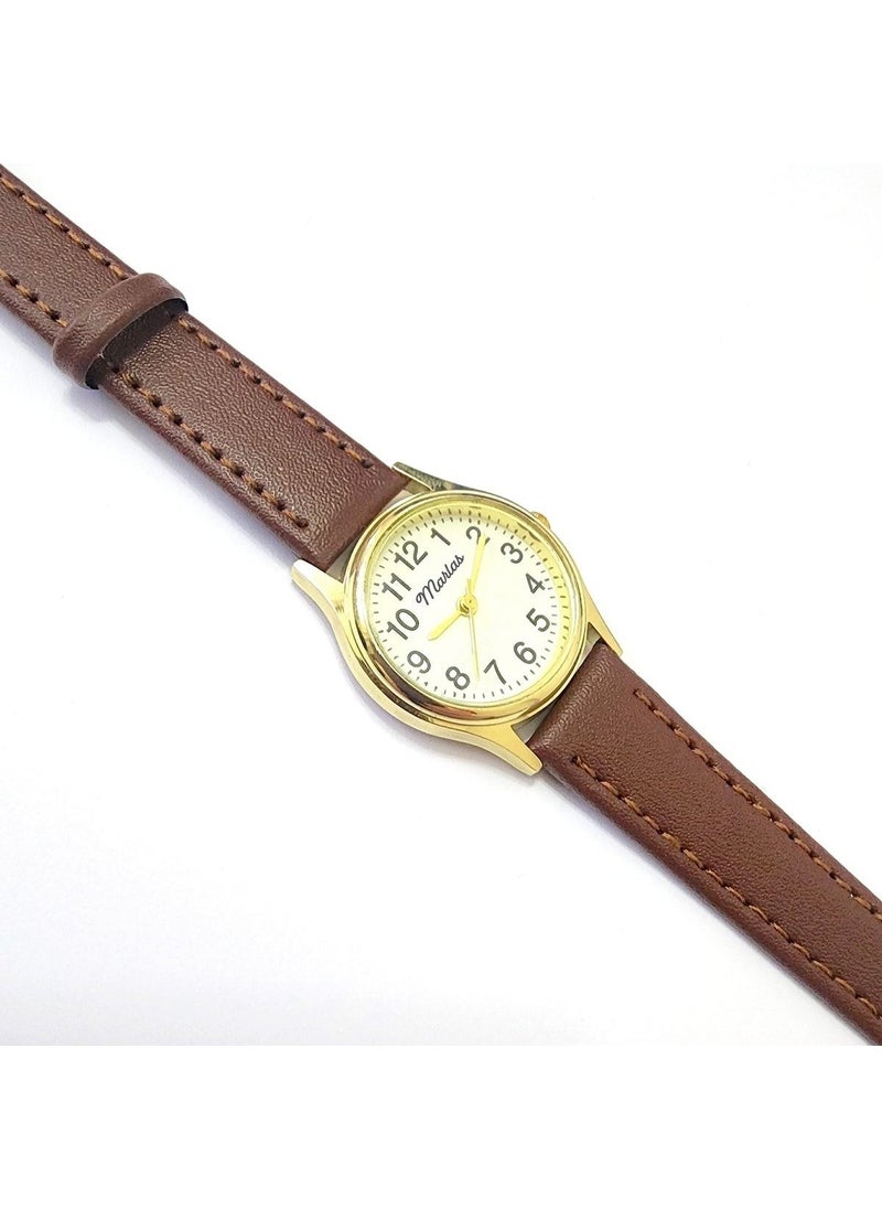 Tekno Trust Retro Women's Wristwatch, Vintage Design, Classic Design, Gold / Gold Color, Minimal, With Strap  - Image 2