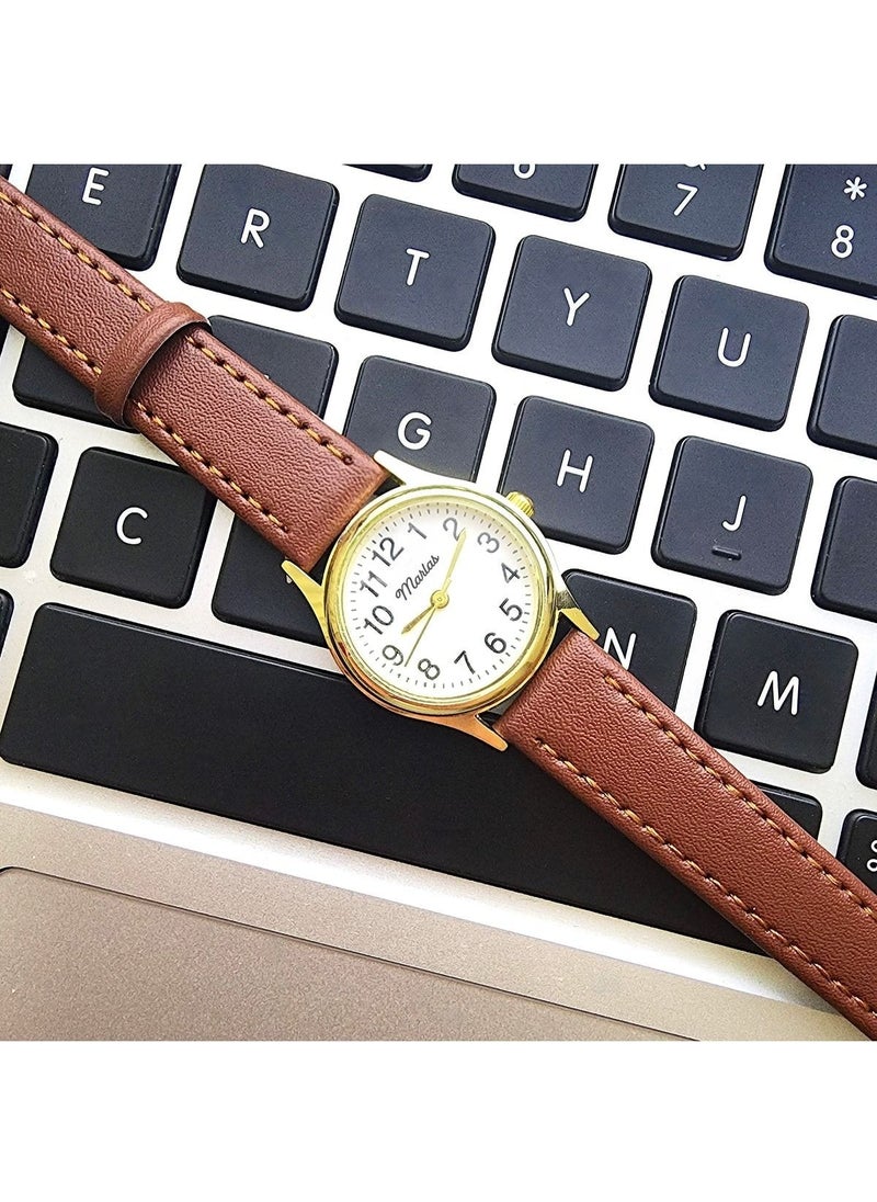 Tekno Trust Retro Women's Wristwatch, Vintage Design, Classic Design, Gold / Gold Color, Minimal, With Strap  - Image 3