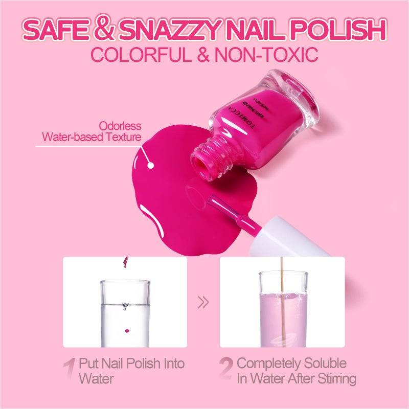 TOMICCA Kids Nail Polish - 10 Color Quick Dry Peel Off Water Based Rainbow Nail Polish, Safe Non Toxic for Toddler to Teen - Image 5