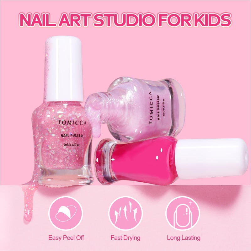 TOMICCA Kids Nail Polish - 10 Color Quick Dry Peel Off Water Based Rainbow Nail Polish, Safe Non Toxic for Toddler to Teen - Image 2