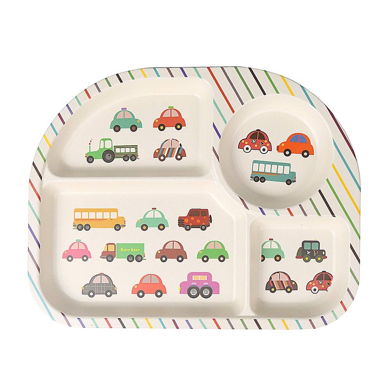 shopwithgreen 7Pcs/Set Bamboo Kids Dinnerware Set - Children Dishes - Food Plate Bowl Cup Spoon Fork Set Dishware, Cartoon Tableware, Dishwasher Safe Kids Healthy Mealtime, BPA Free - Image 3