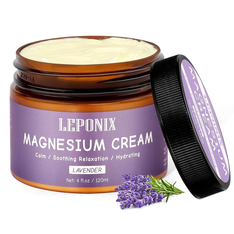 LEPONIX Magnesium Lotion for Sleep Magnesium Butter Sleep Muscle Relaxation  Moisturizing Topical Magnesium Body Butter Cream with Shea Butter Coconut Oil Lavender Oil