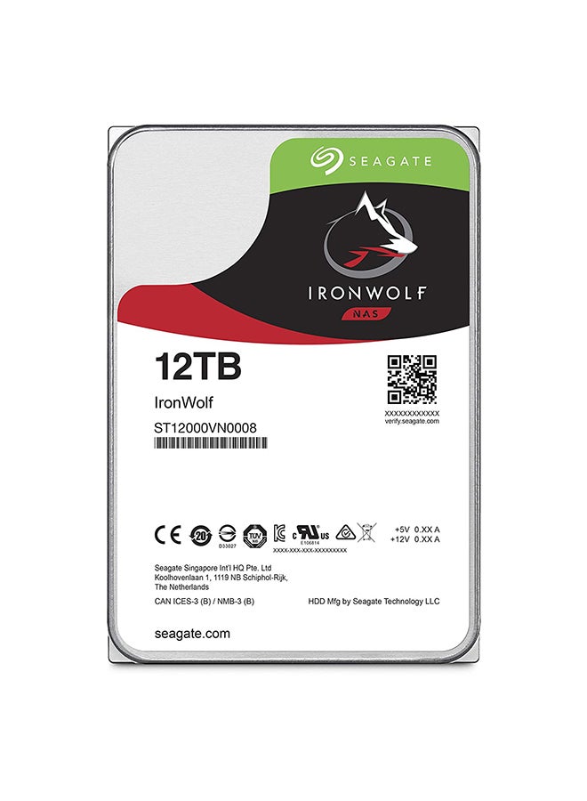 سيجيت قرص صلب داخلي IronWolf سعة 12 تيرابايت، 7200 دورة في الدقيقة، ذاكرة مؤقتة 256 ميجابايت، SATA 6.0Gb/s، CMR 3.5" للتخزين المتصل بالشبكة RAID | ST12000VN0008 - Image 2
