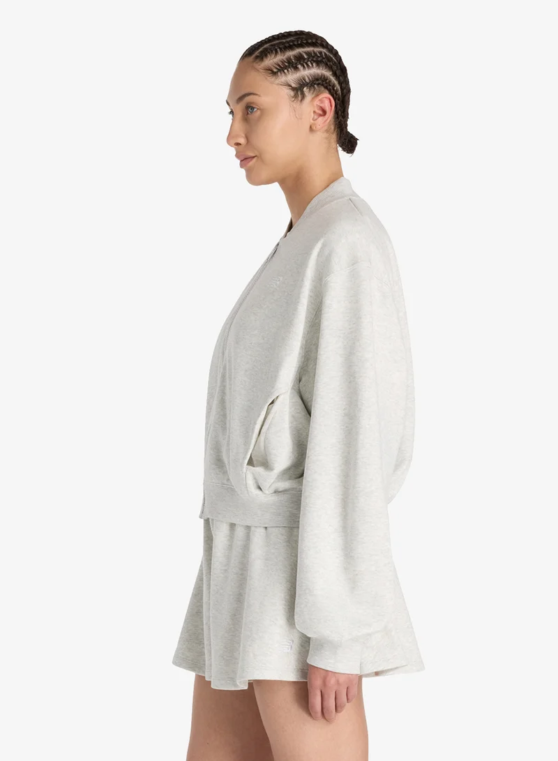 New Balance ASH HEATHER (AHH) French Terry Bomber Jacket for Women | Best Price UAE