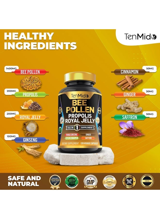 Tenmido Bee Pollen Supplement for Immune Support, 120 Capsules - Image 3