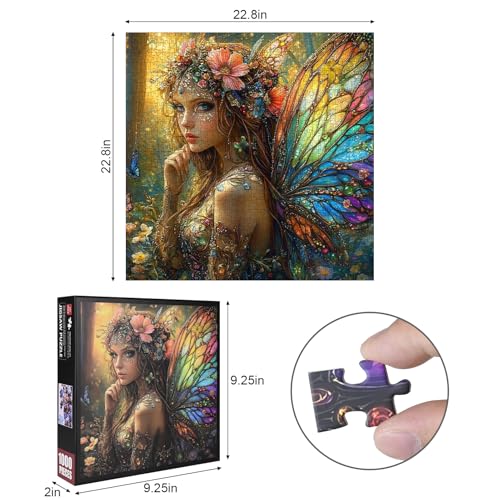Lirches 1000pcs Fantasy Fairy Paper Puzzle Vibrant Find Butterfly Wing Art Large Puzzle Toy Adult Game Gift Family Interactive Game Puzzle DIY Home Decoration Brain Challenge Gift - Image 5