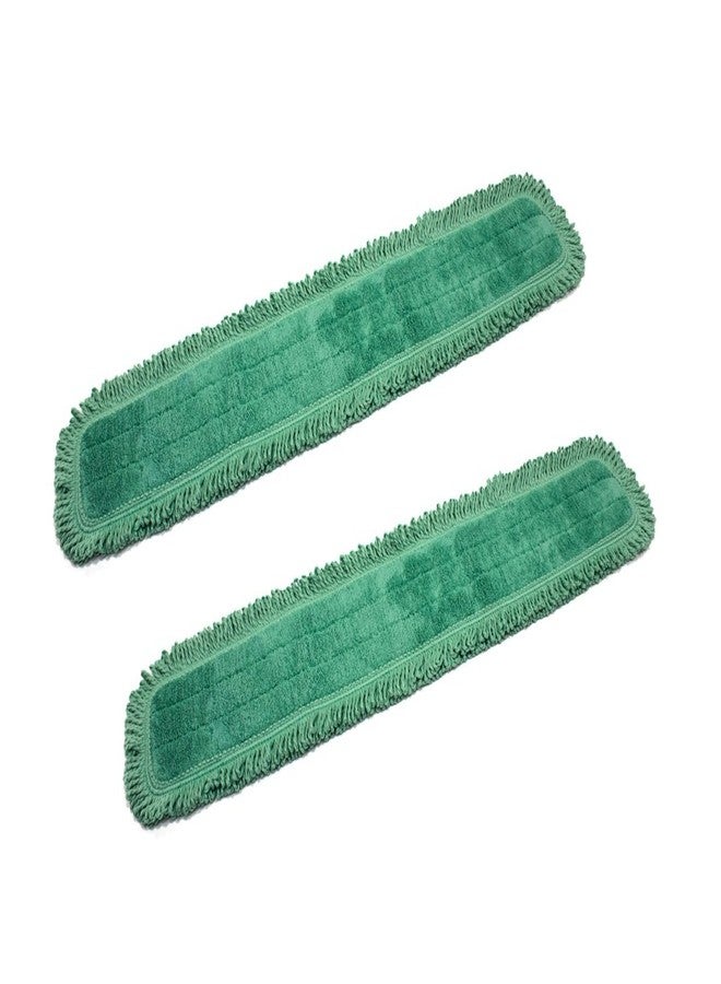 Real Clean 48 Inch Green Fringe Microfiber Dust Mop Pads (Pack of 2) - Image 1