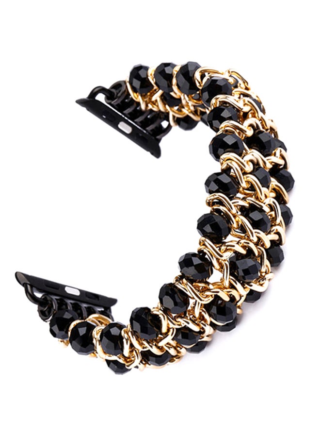 ISank Elasticized Crystal Strap Replacement Band for Apple Watch Series 1/2/3/4 38mm/40mm Black - Image 1