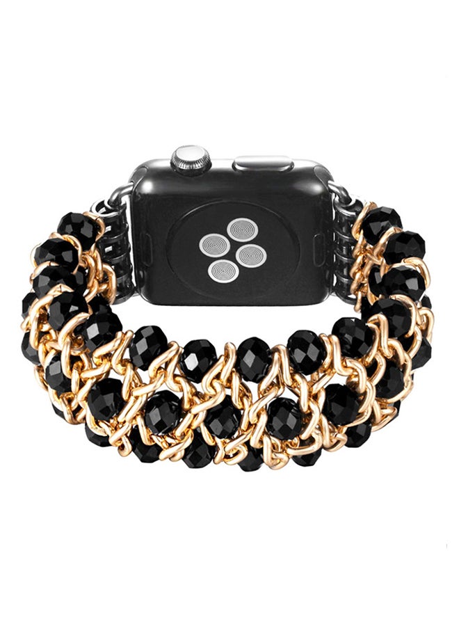 ISank Elasticized Crystal Strap Replacement Band for Apple Watch Series 1/2/3/4 38mm/40mm Black - Image 2