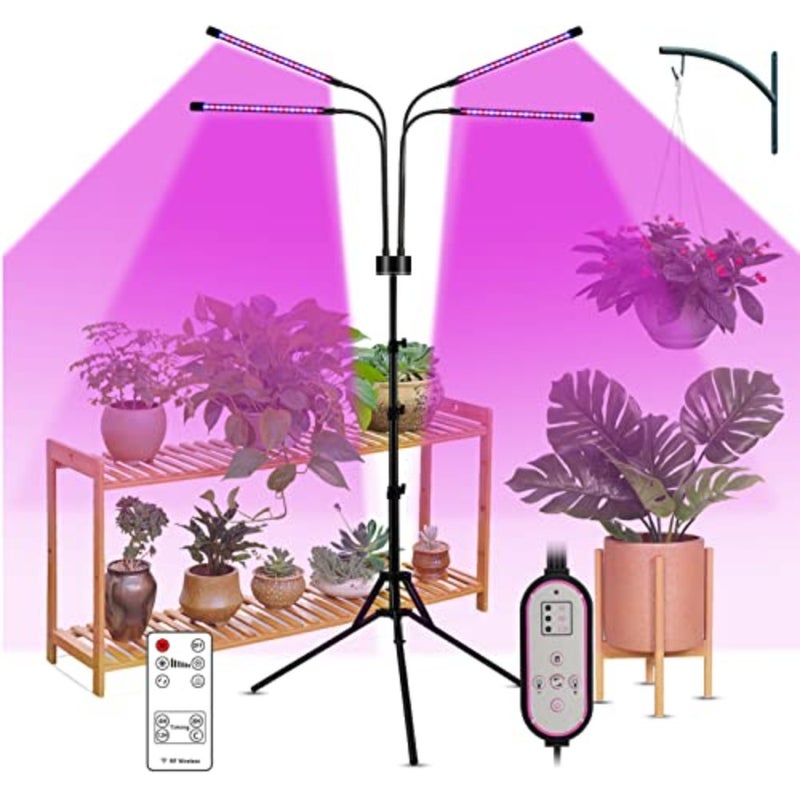 Grow Light with Stand 40W 80LEDs Full Spectrum Blue Red Light 4/8/12H Timer 9 Brightness Levels Adjustable Gooseneck For Indoor Plants, Seedlings, Home Office - Image 1