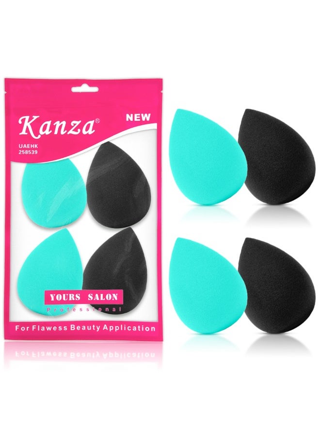 Kanza 4 Pieces Makeup Sponge Blender Professional Beauty Sponge Foundation Blending Blender Flawless for Cream Powder and Liquid Makeup Puff 
