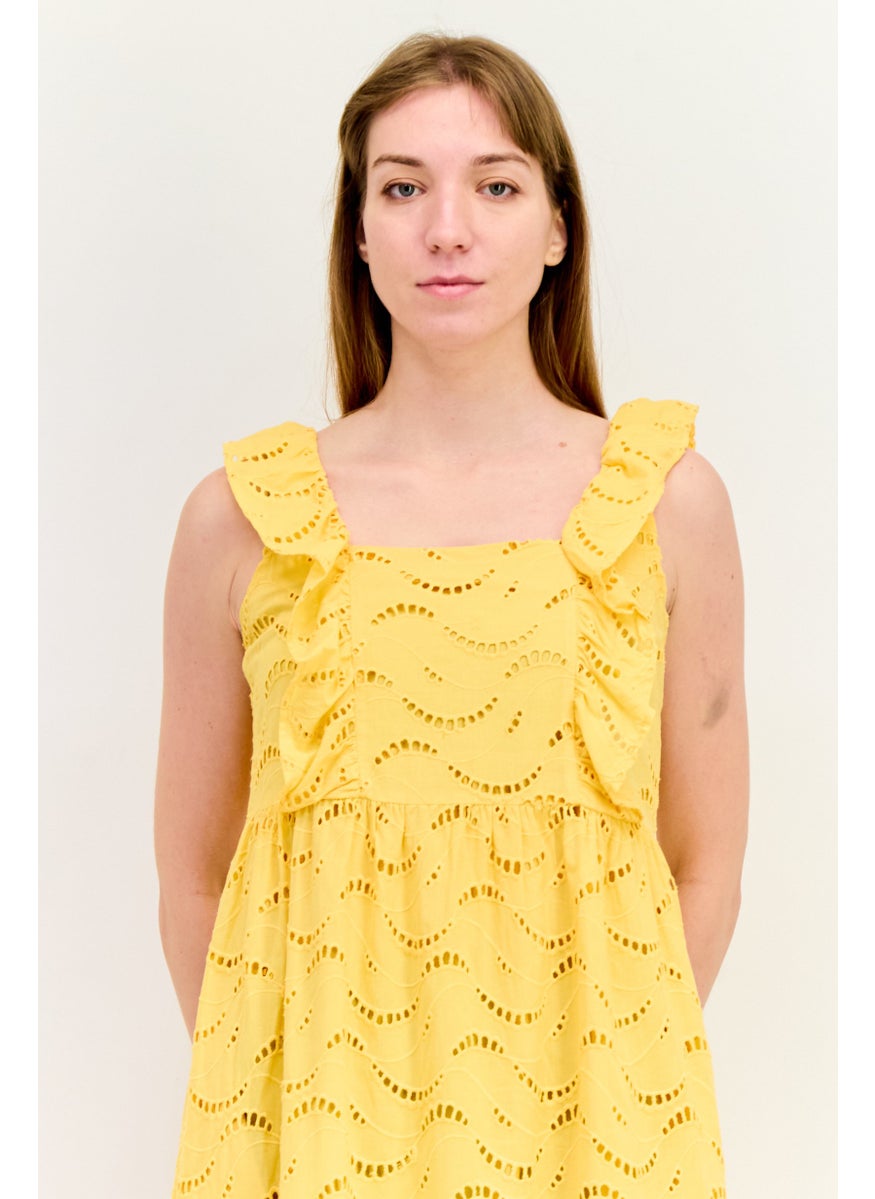 SALSA Women Eyelet Midi Dress, Yellow  - Image 2