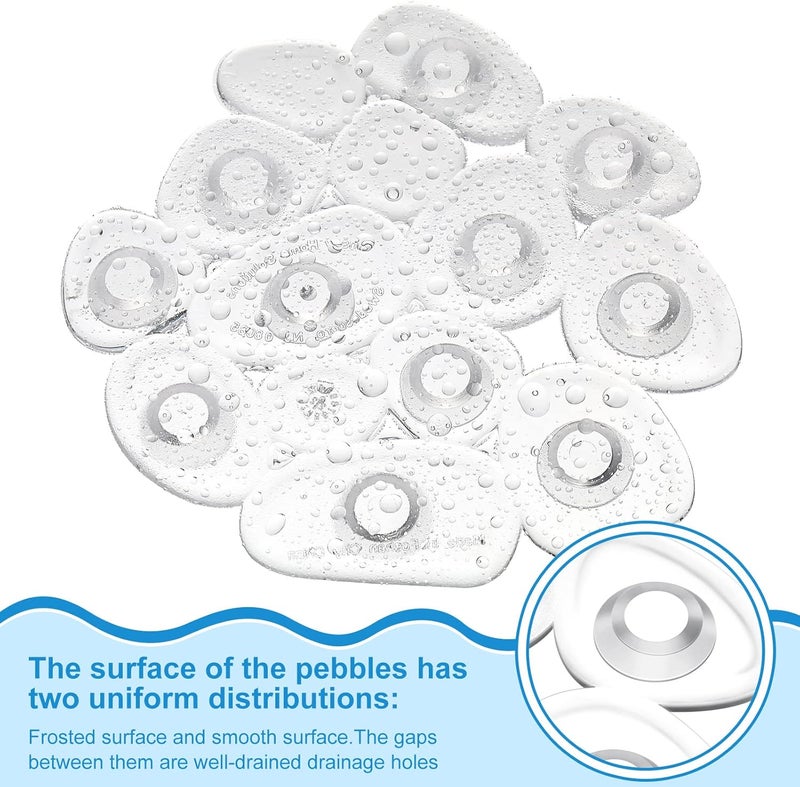Riakrum 12 Counts Pebble Bath Treads Bathtub Non Slip Stickers Pebble Bath Mat Non Slip Bath Tub and Shower Mat with Suction Cups, Machine Washable - Image 2