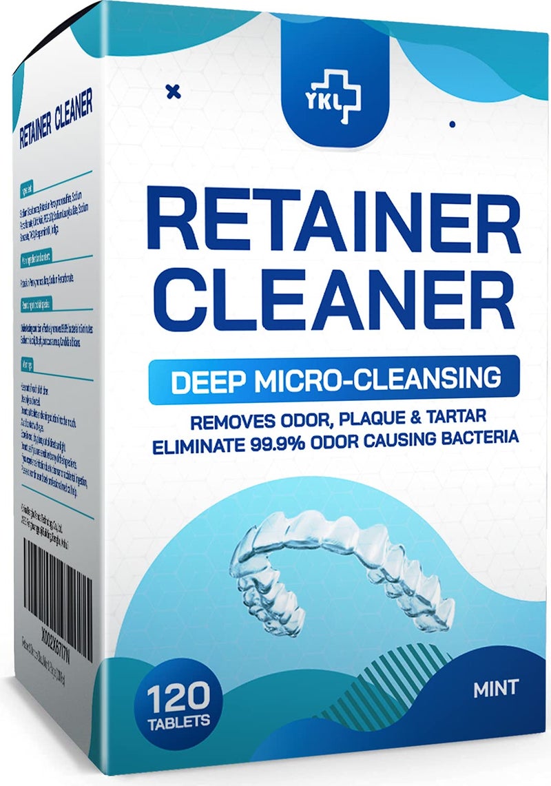 Retainer Denture Cleaner Tablets 4 Months Supply 120 pcs Dental Retainers for Aligner Mouth Night Guards False Teeth Whitening Removes Odor Plaque 120 Pcs