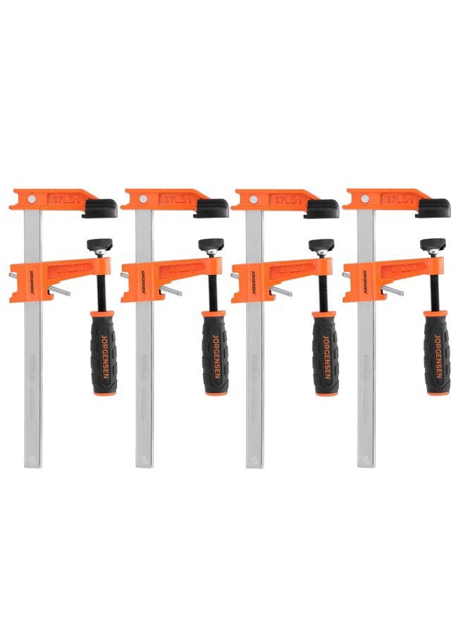 JORGENSEN 15.2 cm Bar Clamp Set, 4 Pack Steel F Clamp Light Duty, 136 kg Load Limited, for Woodworking, Metalworking, DIY - Image 1