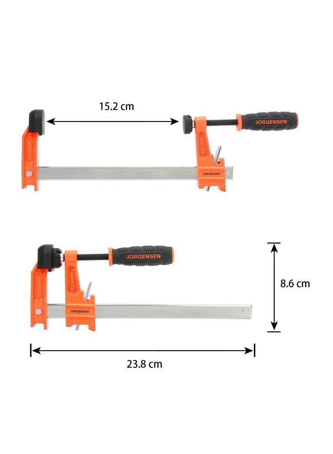 JORGENSEN 15.2 cm Bar Clamp Set, 4 Pack Steel F Clamp Light Duty, 136 kg Load Limited, for Woodworking, Metalworking, DIY - Image 3