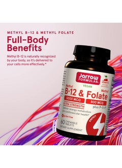 jarrow formulas Ultra Strength Methyl B12 &Methyl Folate 60 Chewable Tablets Cherry Flavored Bioactive Vitamin B12 & B9 Cellular Energy And Cardiovascular Support (Packaging May Vary)  - Image 4