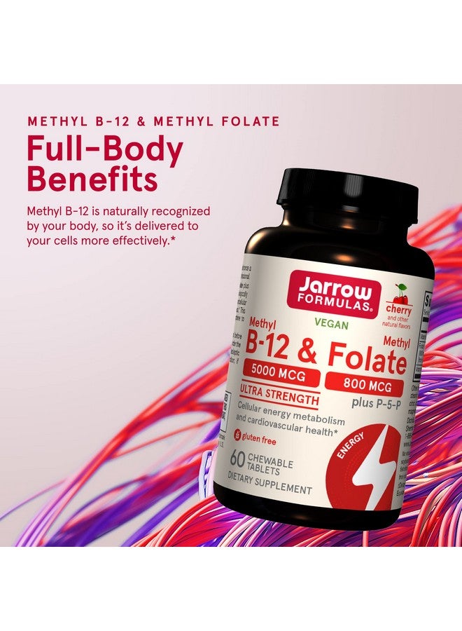 jarrow formulas Ultra Strength Methyl B12 &Methyl Folate 60 Chewable Tablets Cherry Flavored Bioactive Vitamin B12 & B9 Cellular Energy And Cardiovascular Support (Packaging May Vary) - Image 4
