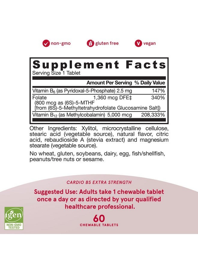 jarrow formulas Ultra Strength Methyl B12 &Methyl Folate 60 Chewable Tablets Cherry Flavored Bioactive Vitamin B12 & B9 Cellular Energy And Cardiovascular Support (Packaging May Vary) - Image 5
