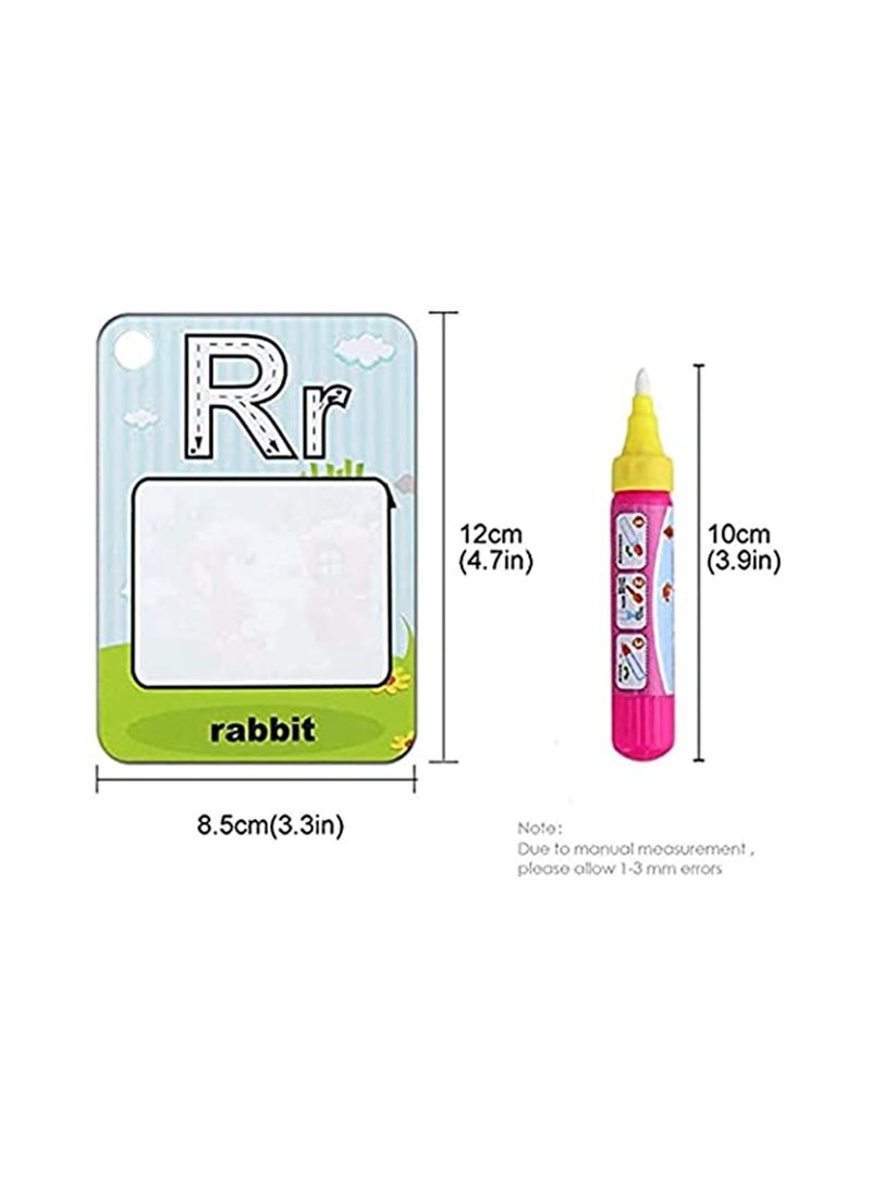 Excefore Children Early Education Drawing Cards for kids Water Painting Magic Doodle Card 26 Letters A-Z Alphabet with Magic Pen Best Learning Toy Gift for Toddlers Travel - Image 2