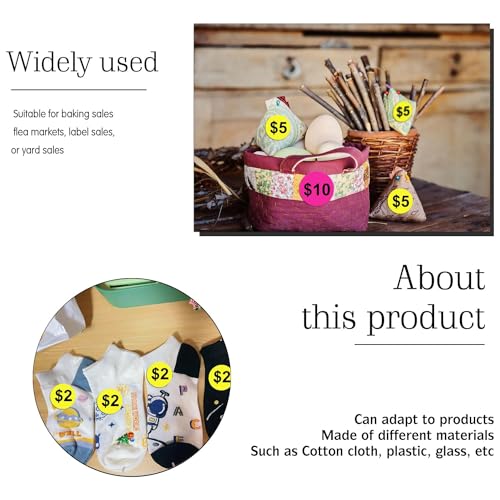 Well Tile 600 Pcs Yard Garage Sale Price Stickers 1 Inch Flea Market Pre-Printed Pricing Stickers - Dollar Price Tags Prepriced Pricing Labels for Secondhand Sale Flea Markets, County Fairs & Retail - Image 5