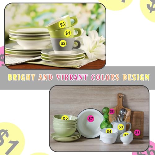 Well Tile 600 Pcs Yard Garage Sale Price Stickers 1 Inch Flea Market Pre-Printed Pricing Stickers - Dollar Price Tags Prepriced Pricing Labels for Secondhand Sale Flea Markets, County Fairs & Retail - Image 2