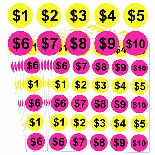 Well Tile 600 Pcs Yard Garage Sale Price Stickers 1 Inch Flea Market Pre-Printed Pricing Stickers - Dollar Price Tags Prepriced Pricing Labels for Secondhand Sale Flea Markets, County Fairs & Retail - Image 1