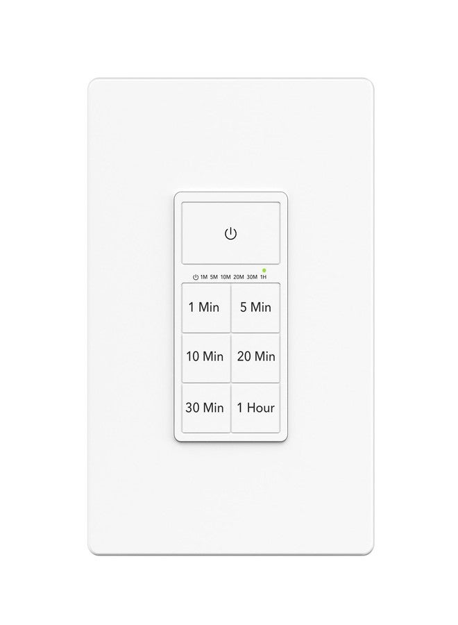 BN-LINK Countdown Timer for Air Extractor, Light Switch for Bathroom Fan (1, 5, 10, 20, 30 and 60 Minute Timer) Neutral Wire Required, Wall Plate Included - Image 1