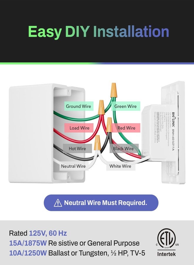 BN-LINK Countdown Timer for Air Extractor, Light Switch for Bathroom Fan (1, 5, 10, 20, 30 and 60 Minute Timer) Neutral Wire Required, Wall Plate Included - Image 4