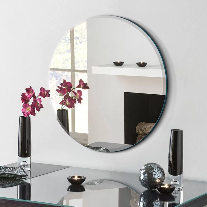 ROUND SHAPE GLASS FRAMED MIRROR FOR BATHROOM WASHBASIN FOR WALL MEDIUM