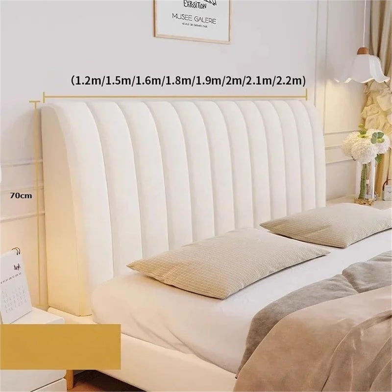 Soft Thick Velvet Bed Head Cover Headboard All-Inclusive Solid Color Bedside Back Protector for Bedroom(Light Grey,150cm) - Image 4