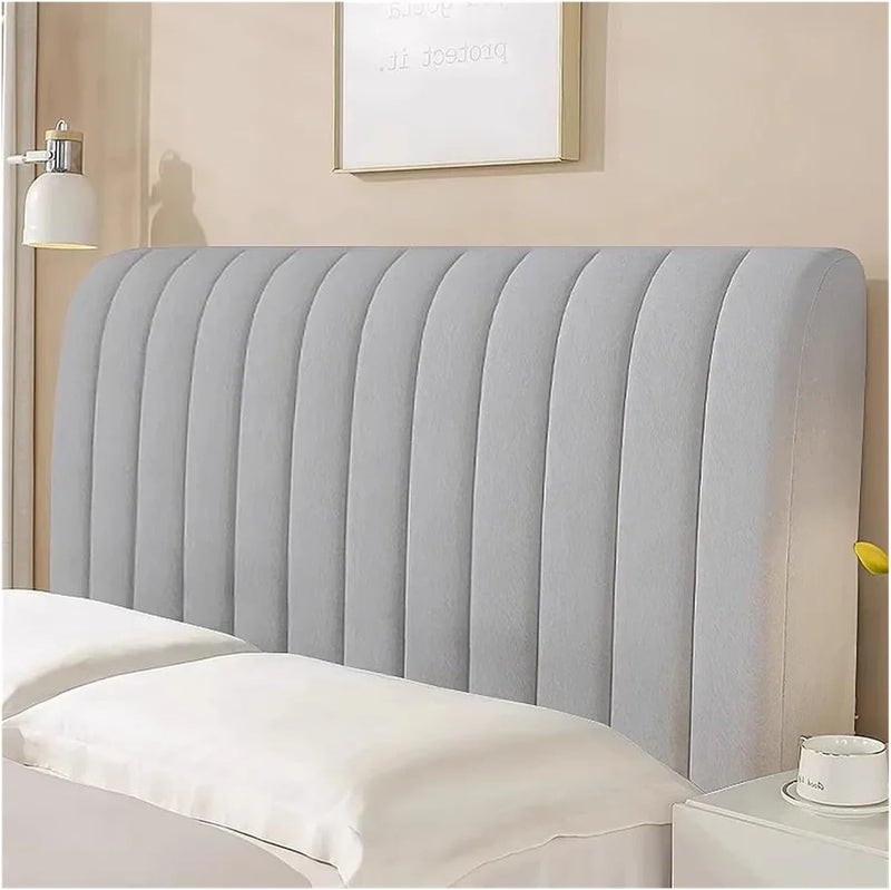 Soft Thick Velvet Bed Head Cover Headboard All-Inclusive Solid Color Bedside Back Protector for Bedroom(Light Grey,150cm) - Image 1