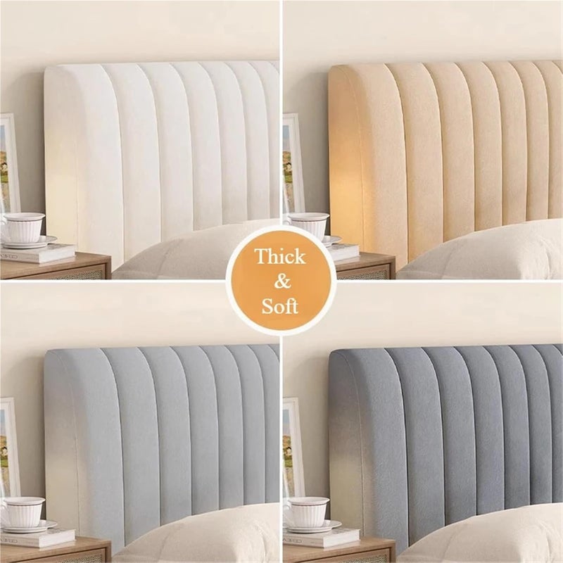 Soft Thick Velvet Bed Head Cover Headboard All-Inclusive Solid Color Bedside Back Protector for Bedroom(Light Grey,150cm) - Image 2
