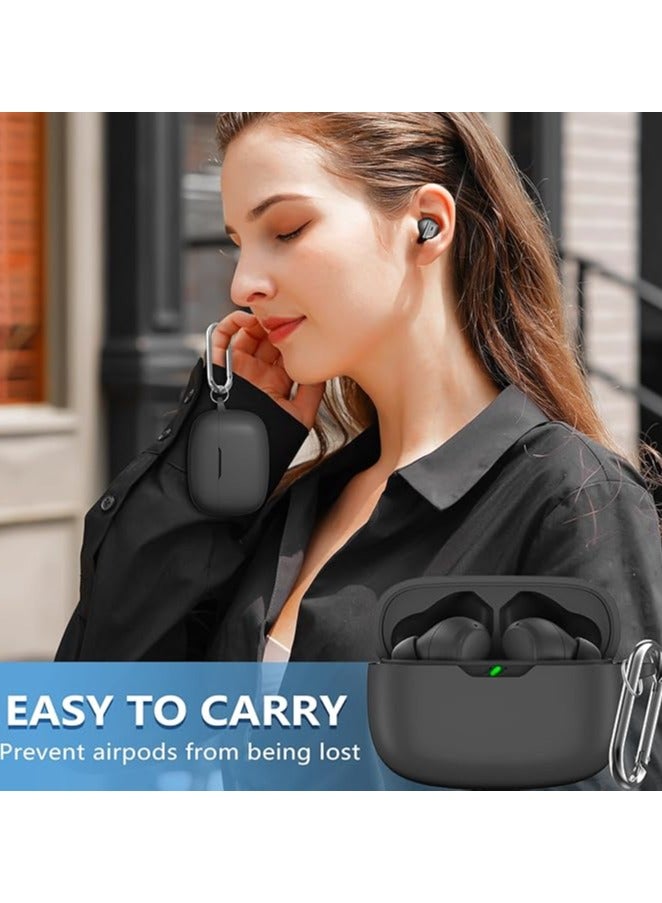 Silicone Case for For JBL Vibe 200TWS Wireless Earbuds Charging Case with Keychain-Black - Image 4