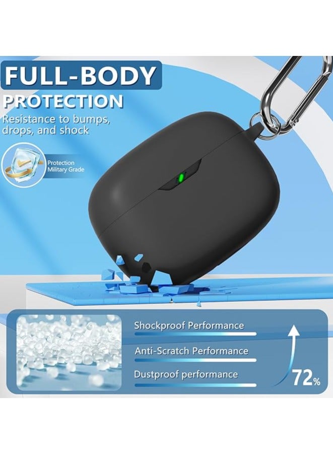 Silicone Case for For JBL Vibe 200TWS Wireless Earbuds Charging Case with Keychain-Black - Image 3