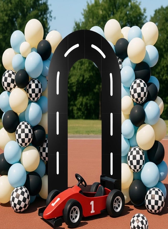 Zhanmai Racing Party Backdrop Decor Race Track Arch Backdrop Stand with Weighted Water Bag Racetrack Pre-Cut Foam Board Set Racer Party Decor for Race Car Road Go Kart Theme Birthday Games(6 ft) - Image 1