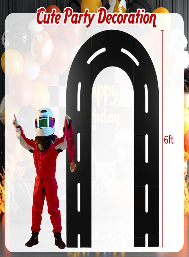 Zhanmai Racing Party Backdrop Decor Race Track Arch Backdrop Stand with Weighted Water Bag Racetrack Pre-Cut Foam Board Set Racer Party Decor for Race Car Road Go Kart Theme Birthday Games(6 ft) - Image 2