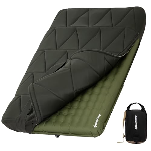 KingCamp Gorgeous Double 6.7" Camping Mattress with Washable Foam Cover, Extra-Thick Full Size Inflable Mattress with Pump Sack, Portable Double Mattress for Camp Outdoor Tent, Car & Guest - Image 1
