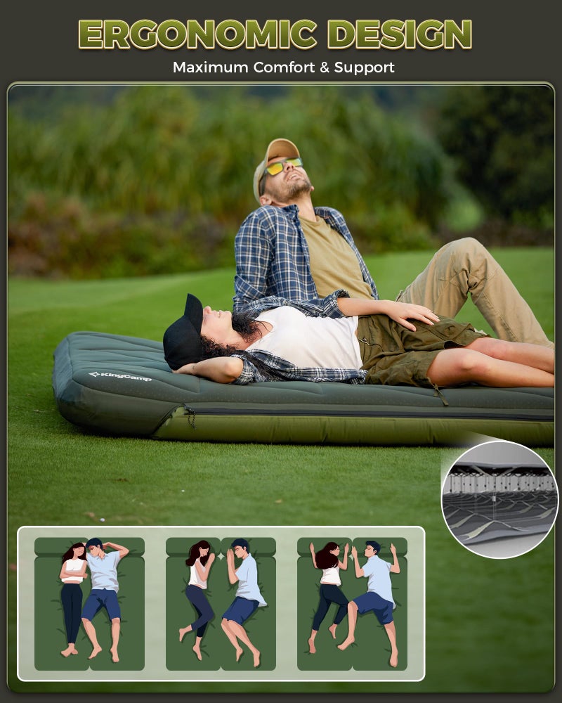 KingCamp Gorgeous Double 6.7" Camping Mattress with Washable Foam Cover, Extra-Thick Full Size Inflable Mattress with Pump Sack, Portable Double Mattress for Camp Outdoor Tent, Car & Guest - Image 5