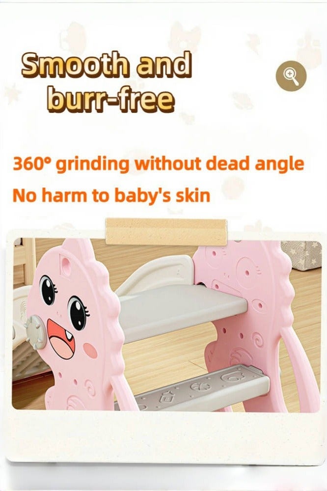 Bolivia's Toddler slide with basketball and basketball hoop, pink dinosaur appearance, easy to install, foldable, non-slip design, suitable for indoor and outdoor use - Image 5