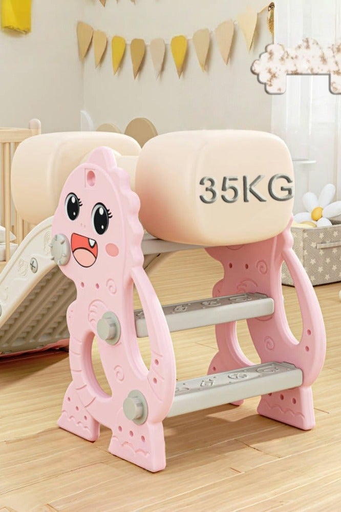 Bolivia's Toddler slide with basketball and basketball hoop, pink dinosaur appearance, easy to install, foldable, non-slip design, suitable for indoor and outdoor use - Image 2