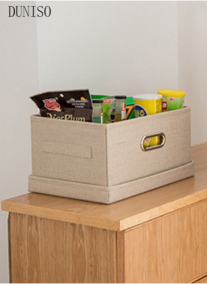 DUNISO - 2pcs Wardrobe Clothes Organizer Cubes with Lids Foldable Fabric Decorative Storage Box Bins Organizer Containers Baskets with Cover Handles Divider for Bedroom Closet Living Room - Image 1