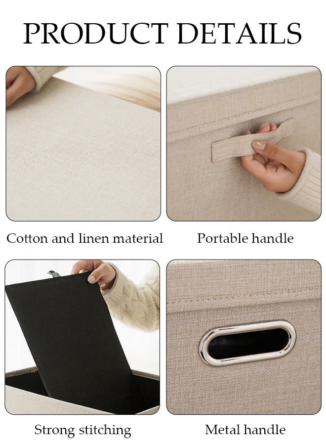 DUNISO - 2pcs Wardrobe Clothes Organizer Cubes with Lids Foldable Fabric Decorative Storage Box Bins Organizer Containers Baskets with Cover Handles Divider for Bedroom Closet Living Room - Image 1