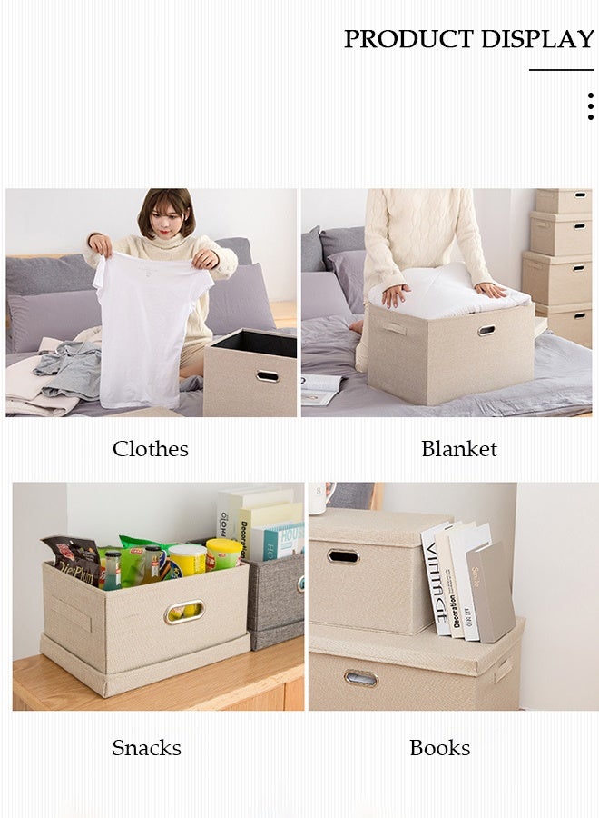 DUNISO 2pcs Wardrobe Clothes Organizer Cubes with Lids Foldable Fabric Decorative Storage Box Bins Organizer Containers Baskets with Cover Handles Divider for Bedroom Closet Living Room - Image 5