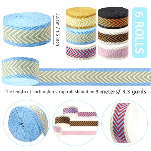 Grosun 6 Rolls 1.5 inch Rustic Nylon Webbing Belt Webbing Straps Purse Straps Backpack Straps Nylon Belt for Seatbelt, Bags, Backpacks, Luggage - Image 2