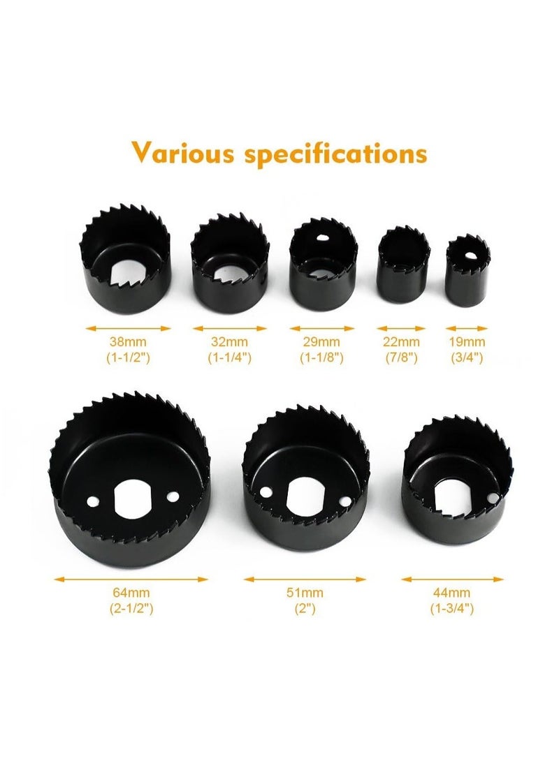 T&Y Hole Saw Set 11 Pieces 3/4" - 2-1/2" Hole Saw Kit with Hex Key and Mandrels for Wood, PVC Board, Plastic Plate Drilling - Image 2