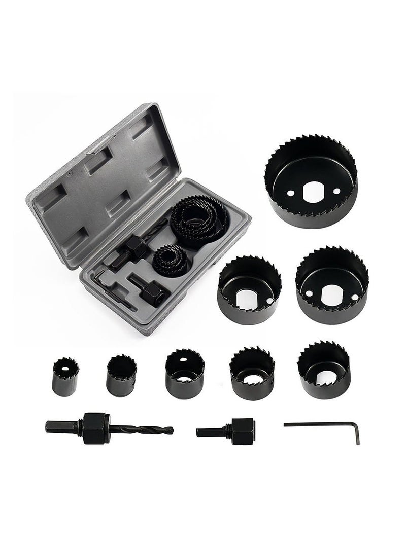 T&Y Hole Saw Set 11 Pieces 3/4" - 2-1/2" Hole Saw Kit with Hex Key and Mandrels for Wood, PVC Board, Plastic Plate Drilling - Image 1