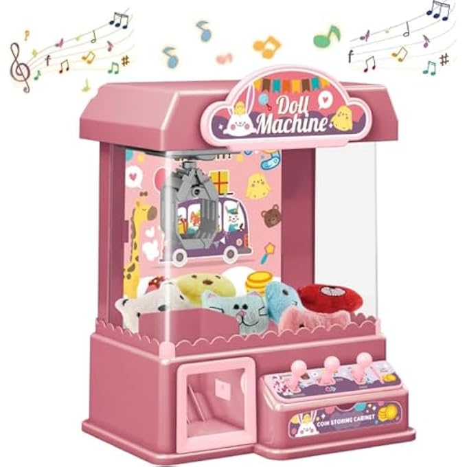 CLAW MACHINE FOR KIDS, ARCADE GAME WITH SOUND, MINI CLAW MACHINE CANDY GRABBER WITH MUSIC, ARCADE CLAW MACHINE FOR KIDS BOYS GIRLS (PINK) - Image 2